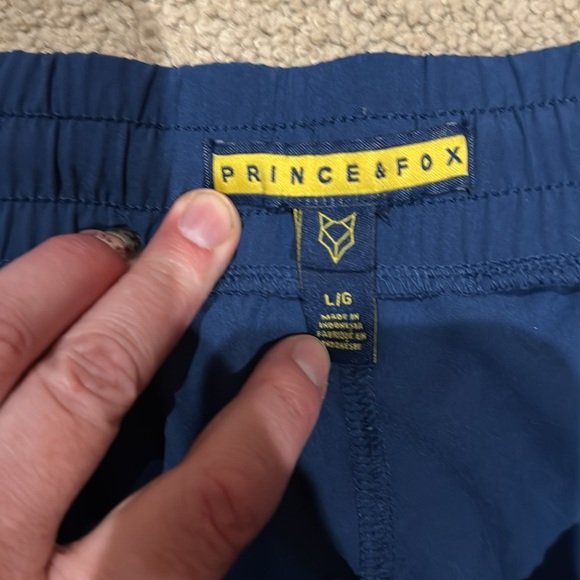 Prince & Fox blue men’s track pants with black/ neon stripes size large - Picture 3 of 5